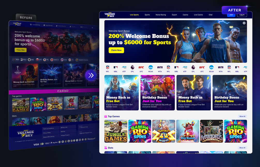The goal was not to remove the energy of the brand, but to control it better. By improving spacing, section structure, banner treatment, and content hierarchy, the homepage became easier to scan while still keeping the high-impact promotional feel needed for an iGaming product.